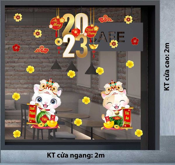 DECAL COMBO DÂY TREO SỐ 2023 VÀ QUÝ MÃO CHÚC XUÂN