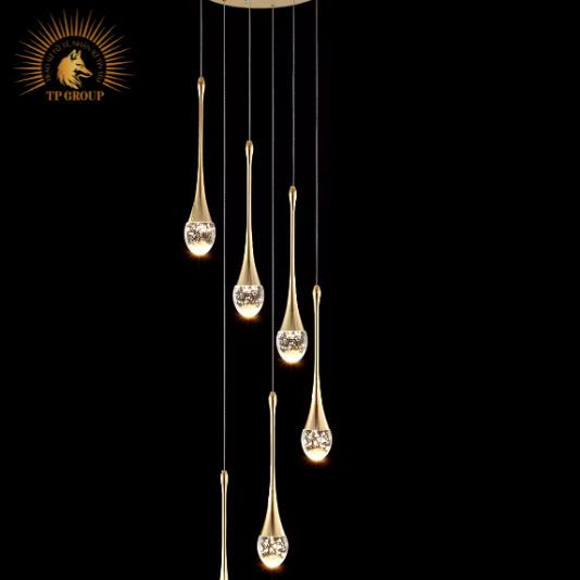 ĐÈN THẢ PHA LÊ GIỌT NƯỚC THÔNG TẦNG CAO CẤP P8231