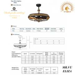 QUẠT TRẦN ELIZA (MIỄN PHÍ LẮP ĐẶT)