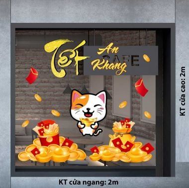 DECAL QUÝ MÃO LỘC VÀNG TẾT AN KHANG TRANG TRÍ TẾT 2023