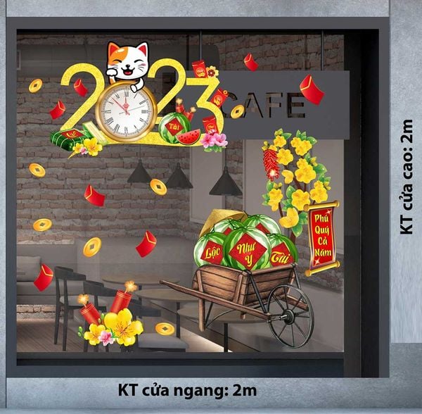 DECAL COMBO XE DƯA HẤU VÀ SỐ 2023 QUÝ MÃO