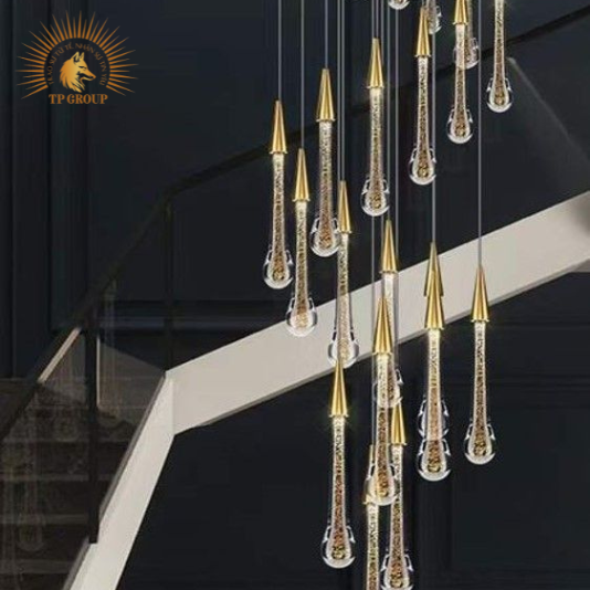 ĐÈN THẢ TRANG TRÍ PHA LÊ THÔNG TẦNG GIỌT NƯỚC CAO CẤP VIRGO L039