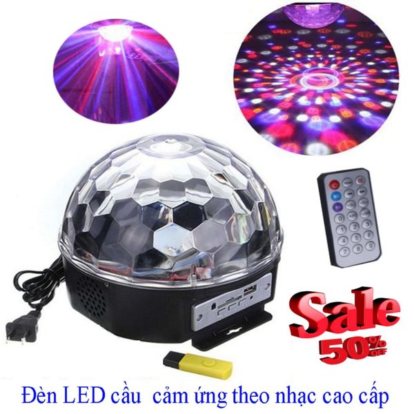 Đèn cầu xoay cảm ứng theo nhạc 7 màu cao cấp tặng kèm USB