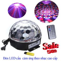Đèn cầu xoay cảm ứng theo nhạc 7 màu cao cấp tặng kèm USB