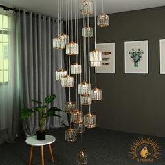 ĐÈN THẢ PHA LÊ 18 BÓNG TRANG TRÍ P8056