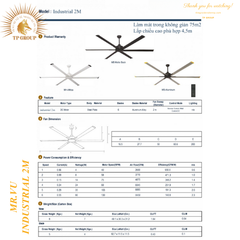 QUẠT TRẦN INDUSTRIAL 2M (MIỄN PHÍ LẮP ĐẶT)