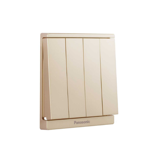 Panasonic Moderva - Bộ 4 Công Tắc C, 2 Chiều, Bắt Vít Màu Vàng Ánh Kim | WMF508MYZ-VN