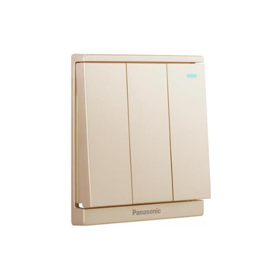 Panasonic Moderva - Bộ 3 Công Tắc C, 2 Chiều, Bắt Vít Có Chỉ Báo Dạ Quang Màu Xám Ánh Kim