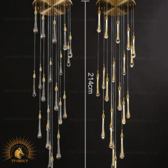 ĐÈN THẢ TRANG TRÍ PHA LÊ THÔNG TẦNG GIỌT NƯỚC CAO CẤP VIRGO L039