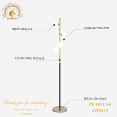 ĐÈN CÂY 6 BÓNG THUỶ TINH HIỆN ĐẠI ZH6092