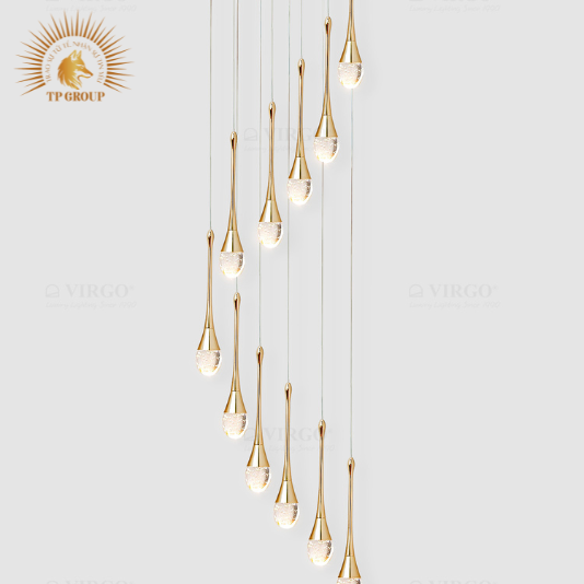 ĐÈN THẢ PHA LÊ GIỌT NƯỚC THÔNG TẦNG CAO CẤP P8231