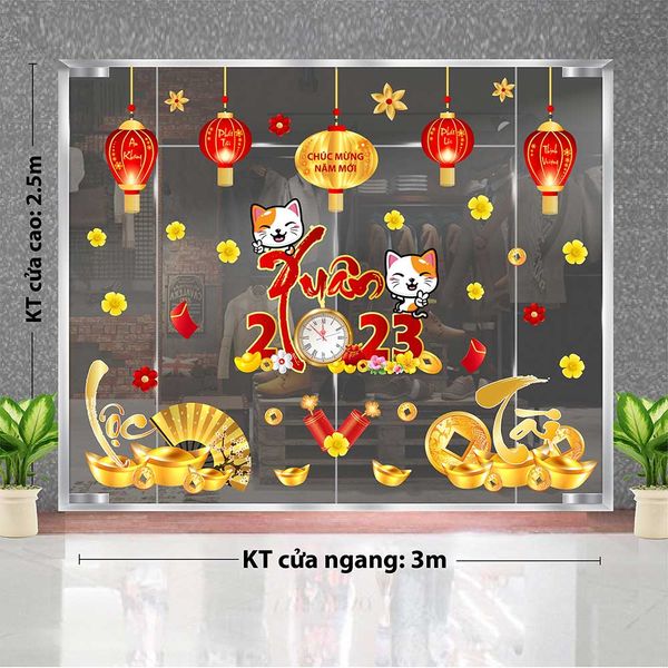 DECAL COMBO LỒNG ĐÈN VÀ CHÂN TÀI LỘC