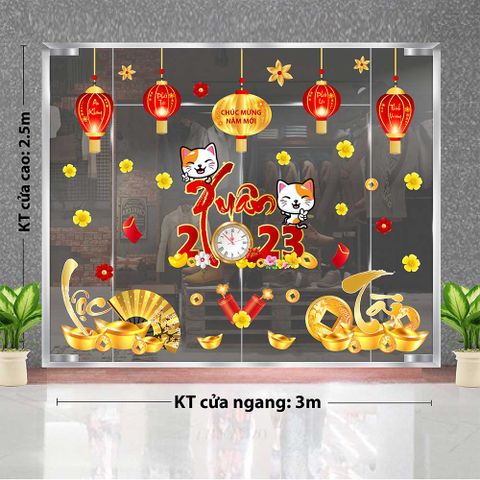 DECAL COMBO LỒNG ĐÈN VÀ CHÂN TÀI LỘC