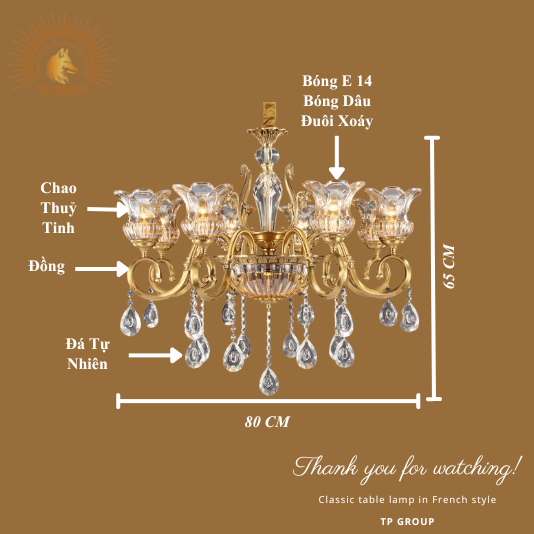 ĐÈN CHÙM ĐỒNG CCD7037-8 Tay