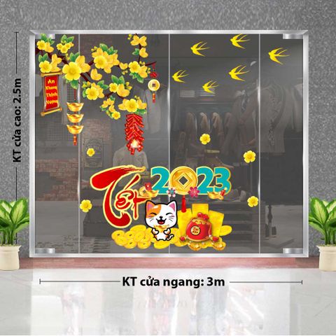 DECAL QUÝ MÃO COMBO TẾT 2023 BÊN NHÁNH MAI VÀNG
