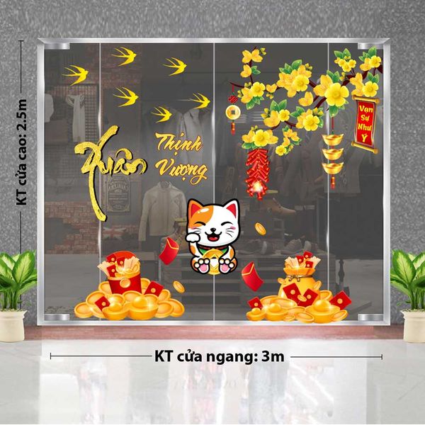 DECAL XUÂN THỊNH VƯỢNG BÊN CÀNH MAI VÀNG 2023