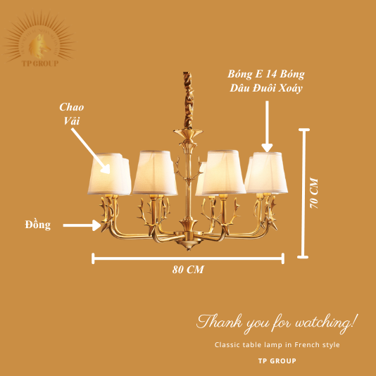 ĐÈN CHÙM ĐỒNG D7303-8