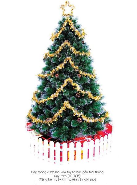 CÂY THÔNG CƯỚC BẠC LĂN KIM TUYẾT CÓ GẮN TRÁI THÔNG