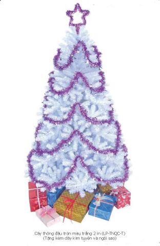 CÂY THÔNG ĐẦU TRÒN MÀU TRẮNG