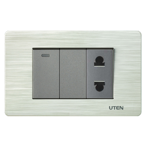 Công tắc đơn 1 chiều ổ cắm 2 chấu UTEN V7.0