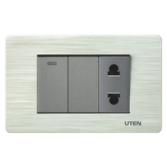 Công tắc đơn 1 chiều ổ cắm 2 chấu UTEN V7.0
