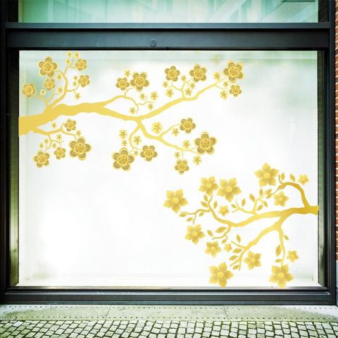 Combo Decal Trang Trí Tết Họa Tiết Cành Mai Đào Rực Rỡ