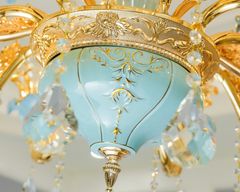 ĐÈN CHÙM PHA LÊ SỨ XANH NGỌC SANG TRỌNG (HÀNG ĐẶT 10 -15 NGÀY)