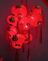 Đèn Lồng Đỏ Chữ Phúc Có Đèn Trang Trí Tết Mẫu Tròn