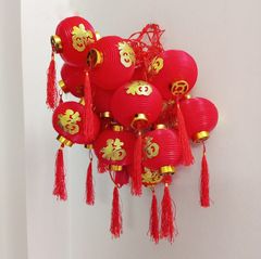 Đèn Lồng Đỏ Chữ Phúc Có Đèn Trang Trí Tết Mẫu Tròn