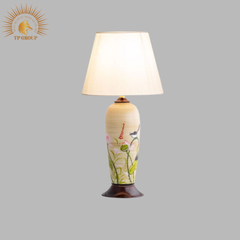 ĐÈN BÀN TRANG TRÍ, ĐÈN NGỦ GỐM SỨ VIỆT NAM HOA SEN TS06 VRG-BDQ5