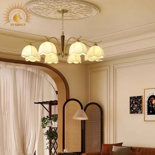 ĐÈN CHÙM VẢI PHÒNG KHÁCH PHONG CÁCH NANYANG WABI SABI  TP-DB572