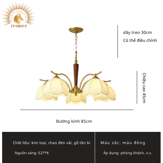 ĐÈN CHÙM VẢI PHÒNG KHÁCH PHONG CÁCH NANYANG WABI SABI  TP-DB572