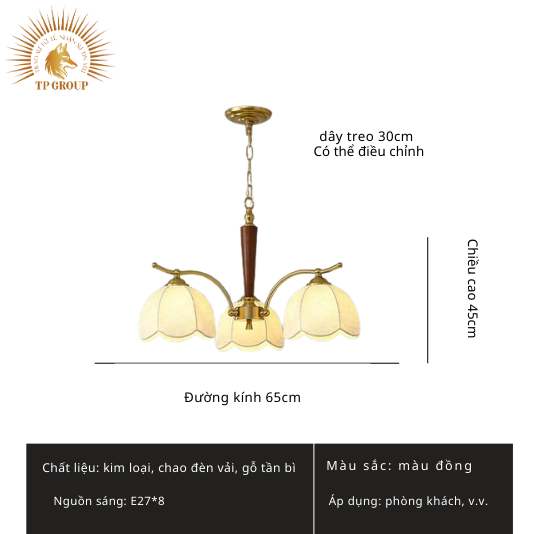 ĐÈN CHÙM VẢI PHÒNG KHÁCH PHONG CÁCH NANYANG WABI SABI  TP-DB572