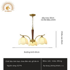 ĐÈN CHÙM VẢI PHÒNG KHÁCH PHONG CÁCH NANYANG WABI SABI  TP-DB572