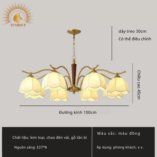 ĐÈN CHÙM VẢI PHÒNG KHÁCH PHONG CÁCH NANYANG WABI SABI  TP-DB572