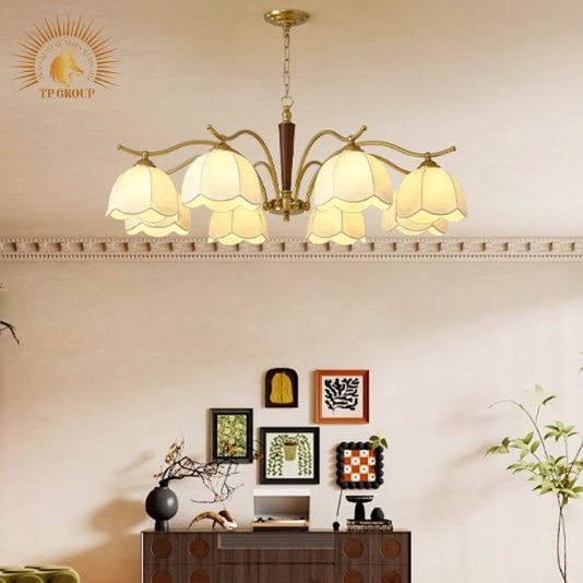 ĐÈN CHÙM VẢI PHÒNG KHÁCH PHONG CÁCH NANYANG WABI SABI  TP-DB572