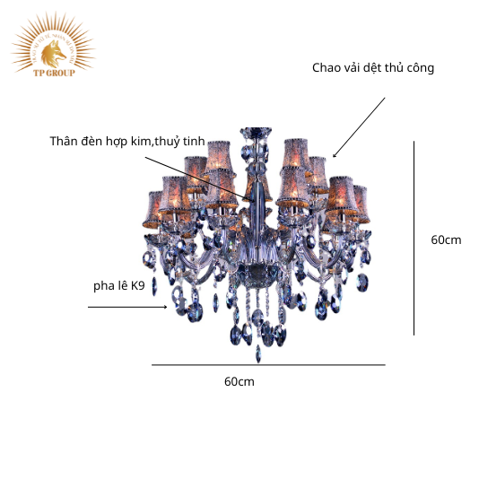 ĐÈN CHÙM PHA LÊ CAO CẤP CHÂU ÂU TP-DB577 (đặt hàng từ 10-15 ngày)
