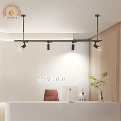 Đèn rọi ray trượt thả trần decor lễ tân công sở MY2023