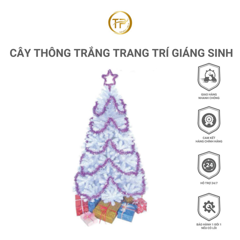 CÂY THÔNG ĐẦU TRÒN MÀU TRẮNG