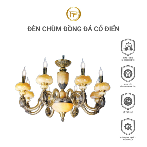 ĐÈN CHÙM ĐỒNG ĐÁ CỔ ĐIỂN