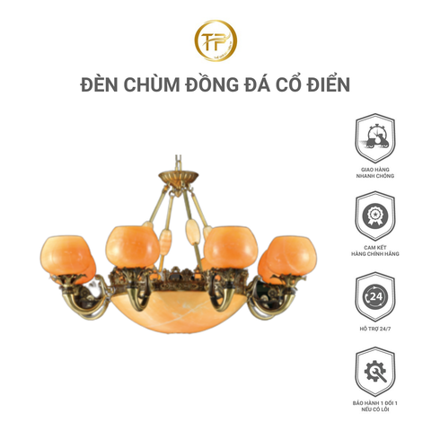 ĐÈN CHÙM ĐỒNG ĐÁ CỔ ĐIỂN