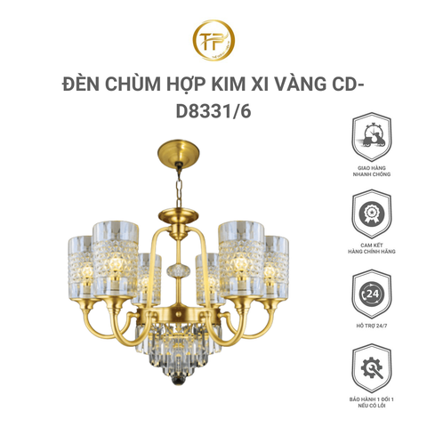 Đèn chùm hợp kim xi vàng CD-D8331/6