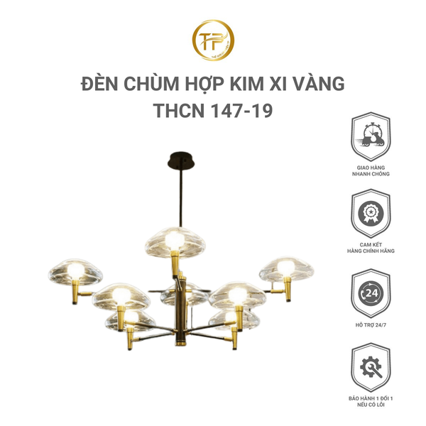 Đèn chùm hợp kim xi vàng THCN 147-19