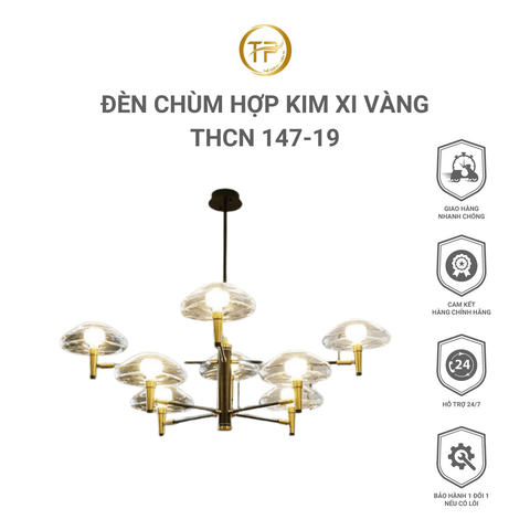Đèn chùm hợp kim xi vàng THCN 147-19