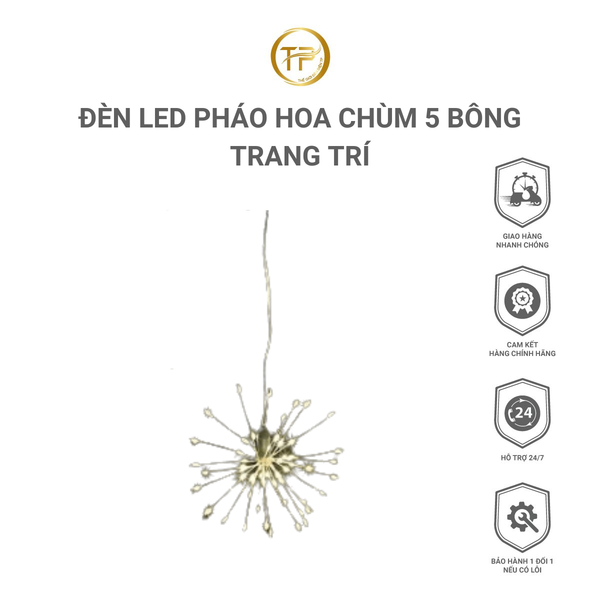 Đèn led pháo hoa 5 bông trang trí