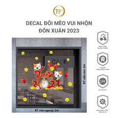 DECAL ĐÔI MÈO VUI NHỘN ĐÓN XUÂN 2023