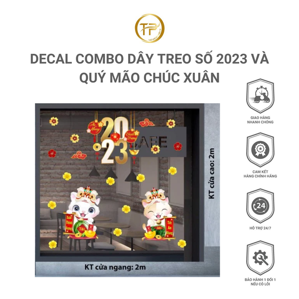 DECAL COMBO DÂY TREO SỐ 2023 VÀ QUÝ MÃO CHÚC XUÂN