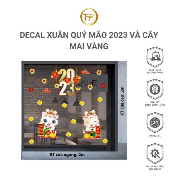 DECAL XUÂN QUÝ MÃO 2023 VÀ CÂY MAI VÀNG