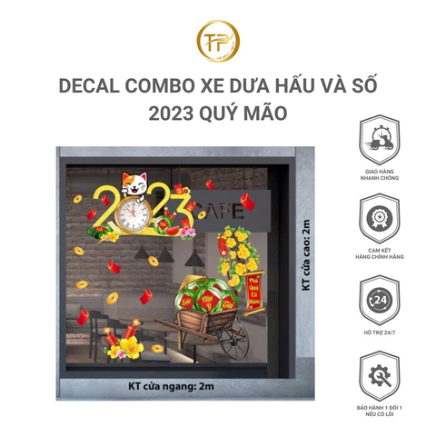 DECAL COMBO XE DƯA HẤU VÀ SỐ 2023 QUÝ MÃO