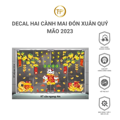 DECAL HAI CÀNH MAI ĐÓN XUÂN QUÝ MÃO 2023